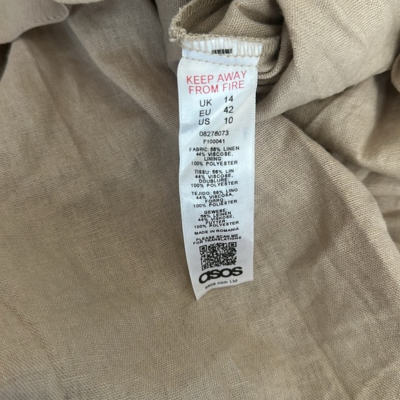 ASOS Beige Linen Blend Dress - Picture 5 of 5